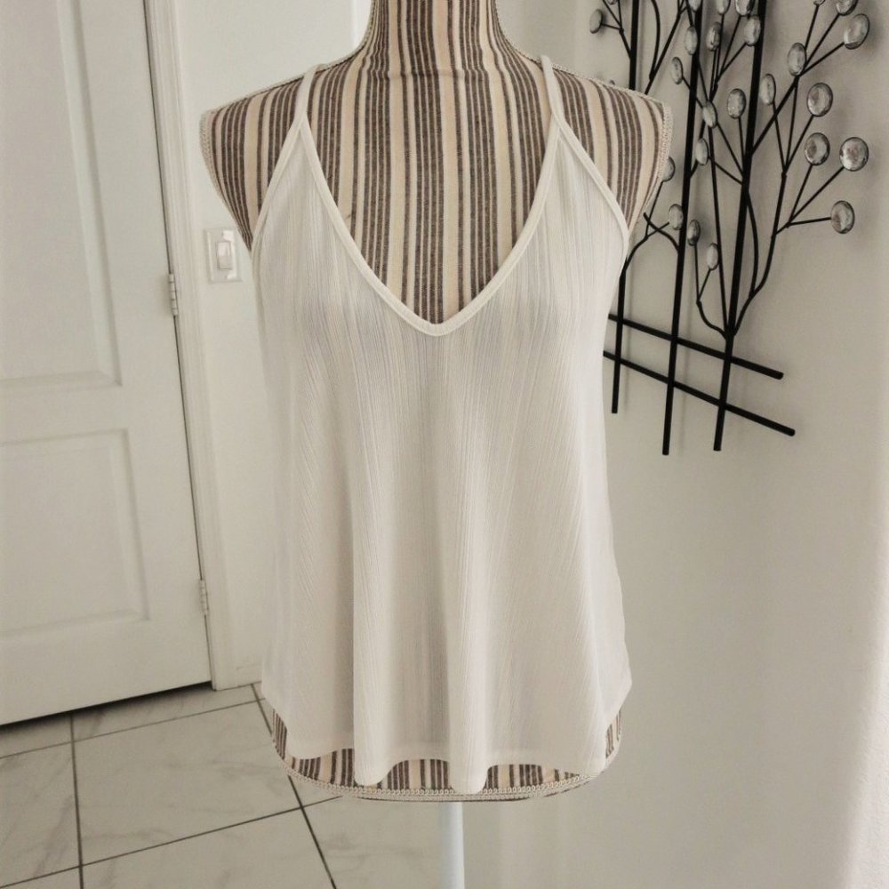 Free People Women’s White V-Neck Sleeveless Tank Top